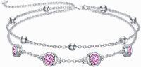wholesale Sterling Silver Birthstone Anklet Bracelets for Women Gifts-10-Rose Bracelet 7\"-9\"