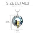 wholesale 925 Sterling Silver Cat on the Moon Pendant Necklace with Blue Circle Crystal for Women-0-4