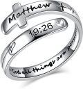 wholesale 925 Sterling Silver Cross Rings Adjustable Wrap Inspirational Jewelry Gifts for Women Teens-0-0