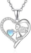 wholesale 925 Sterling Silver Heart Angel Pendant - Cute Guardian Angel Necklace  for Women & Daughters-0-0