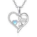 wholesale 925 Sterling Silver Angel Heart Necklace With Moonstone Heart Pendant-0-0