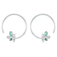 wholesale 925 Sterling Silver Butterfly Hoop Earrings-Olive Leaf