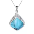 wholesale 925 Sterling Silver Moonstone Lapis Larimar Moss Agate Teardrop Filigree Pendant-0-15