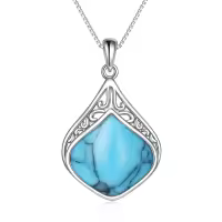 wholesale 925 Sterling Silver Moonstone Lapis Larimar Moss Agate Teardrop Filigree Pendant-Turquoise teardrop necklace