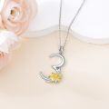 wholesale 925 Sterling Silver Gold Plated Lily Flower Pendant Necklace w/Number 2 Luck Charm-0-4