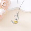 wholesale 925 Sterling Silver Gold Plated Lily Flower Pendant Necklace w/Number 2 Luck Charm-0-4