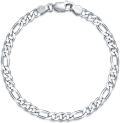 wholesale Sterling Silver Figaro Chain Bracelet 2 5mm 4mm Lobster Clasp Italy 6 5 8 -0-9