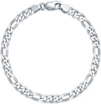 wholesale Sterling Silver Figaro Chain Bracelet 2 5mm 4mm Lobster Clasp Italy 6 5 8 -4MM-Sliver 7.5inch