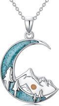 wholesale 925 Sterling Silver & Turquoise Moon Mountain Necklace Inspired by Mustard Seed Parable, Adjustable Chain, Gift for Women-0-0
