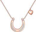 wholesale Rose Gold 925 Sterling Silver Opal Horse Shoe Heart Pendant Necklace Anniversary Birthday Christmas Gifts for Her-0-0