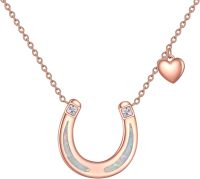 wholesale Rose Gold 925 Sterling Silver Opal Horse Shoe Heart Pendant Necklace Anniversary Birthday Christmas Gifts for Her-rose gold