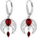 wholesale Sterling Silver Crystal Celtic Moon Dangle Earrings Birthstone Gift-0-36