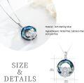 wholesale 925 Sterling Silver Blue Crystal Triple Moon Goddess Pendant Necklace-0-3