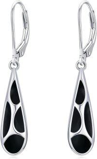 wholesale Black Onyx Earrings For Women 925 Sterling Silver Dangle Leverback Earring Jewelry Birthday Christmas Gifts For Women Her -undefined