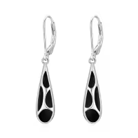 TOUPOP Sterling Silver Black Onyx Dangle Leverback Earrings-undefined