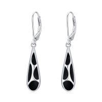 TOUPOP Sterling Silver Black Onyx Dangle Leverback Earrings-undefined