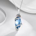 wholesale Sterling Silver Birthstone Vintage Snake Pendant Necklace 12 Months Jewelry Gifts for Women-0-2