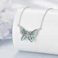 wholesale 925 Sterling Silver Abalone Shell Butterfly Pendant Necklace with CZ Stones for Women Girls s 45cm Chain Length-0-3