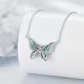 wholesale 925 Sterling Silver Abalone Shell Butterfly Pendant Necklace with CZ Stones for Women Girls s 45cm Chain Length-0-3