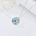 wholesale 925 Sterling Silver Blue Opal Sea Turtle Pendant Necklace for Women-0-5