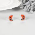 wholesale 925 Sterling Silver Orange Jack-o'-Lantern Studs Halloween Earrings for Women and Girls-0-3