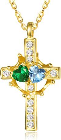 wholesale  Sterling Silver Birthstones Gold Cross Necklace for Women -05-12-May-Dec-05-12-May-Dec