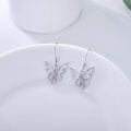 wholesale 925 Sterling Silver Butterfly Pink Ribbon Breast Cancer Awareness Drop Earrings-0-1