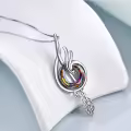 TOUPOP Sterling Silver Crystal Phoenix Music Note Pendant Necklace-0-3