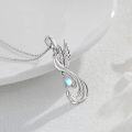 wholesale 925 Sterling Silver Moonstone Abalone Shell Phoenix Pendant Necklace-0-1