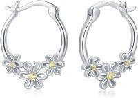 wholesale 925 Sterling Silver Daisy Flower Yellow Crystal Studs Hoop Earrings for Women Girls  3cm Diameter-Daisy