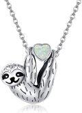 wholesale Sterling Silver Stone Cute Sloth Pendant Necklace for Women Girls Gifts-0-22