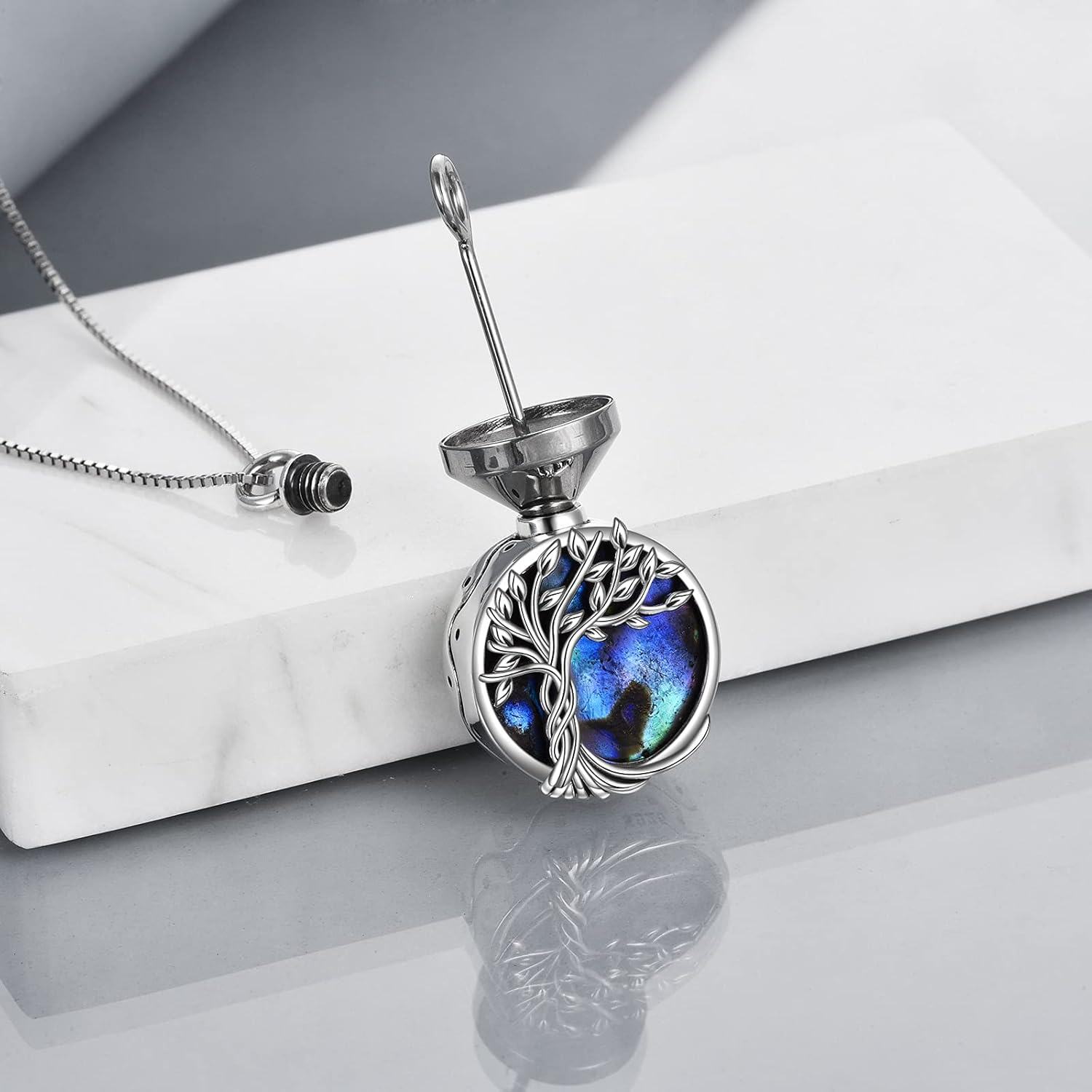 925 Sterling Silver Labradorite Tree of Life Locket Necklace - Irish s for Women-0-5