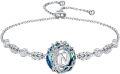 wholesale TOUPOP Tree Of Life Initial Bracelet 925 Sterling Silver A-z Letter Bracelet Blue Circle Crystal Jewelry Birthday Christmas Gifts For Women Her Girlfriend Mom -0-0