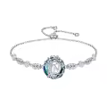 TOUPOP Sterling Silver Blue Crystal A-Z Letter Bracelet Gift-0-0