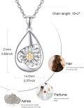 wholesale 925 Sterling Silver Daisy Flower Tear Drop Cremation Jewelry Pendant Necklace for Women-0-5