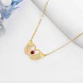 wholesale 14K Gold Skeleton Hands Heart Ruby Pendant Necklace for Women Mom Lover Gift-0-1