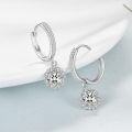 wholesale White Gold Plated 925 Sterling Silver Round Cut Moissanite Flower Drop Dangle Leverback Earrings for Women-0-3
