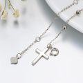 wholesale Solid 14K Gold Beaded Chain with Cross Charm Bracelet - Religious  for Women-0-3