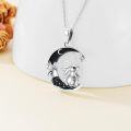 wholesale 925 Sterling Silver Crescent Moon Rabbit Star Black Crystal Necklace Pendant-0-3