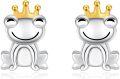 wholesale 925 Sterling Silver Frog Crown Stud Earrings for Women - Hypoallergenic-0-0