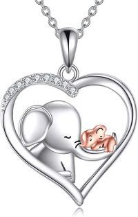 wholesale 925 Sterling Silver Elephant & Baby Pendant Necklaces for Women Girls Love Heart Charm Gifts Jewelry Accessories 45cm Chain Length-Mother Elephant Necklace