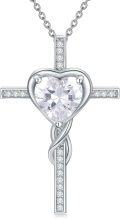 wholesale TOUPOP Diamond Cross Necklace For Women Sterling Silver April Birthstone Cross Pendant Necklace Heart Cross Christian Jewelry Birthday Christmas Gifts For Women Her -0-0