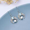 wholesale 925 Sterling Silver Celtic Knot Crescent Moonstone Pearl Drop Earrings-0-2