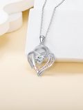 wholesale TOUPOP Gifts For Grandma Sterling Silver Grandma Necklace Heart Pendant Birthday Christmas Jewelry Gifts For Women -0-1