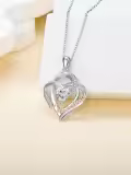 TOUPOP Sterling Silver Stone Heart Pendant Necklace Gift for Grandma-0-1