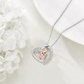 wholesale  Rhodium-Plated Sterling Silver Yorkshire Terrier Heart Pendant with Cubic Zirconia Necklace for Women-0-4