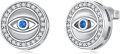 wholesale 925 Sterling Silver 925 Evil Eye Blue Crystal Stud Earrings with CZ Halo and Post Backs for Women-0-0