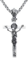 wholesale 925 Sterling Silver Crucifix Skeleton Pendant Necklaces for Men & Women-0-0