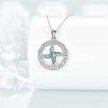 wholesale 925 Sterling Silver Celtic Knot Turquoise Cross Pendant Luck Charm Necklace for Women Girls Gifts-0-1