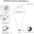 wholesale 925 Sterling Silver Evil Eye Pendant with Blue Cubic Zirconia and White CZ Stones Necklaces for Women Gifts-0-4